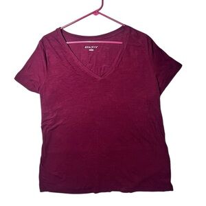 Burgundy burnout stripe tee